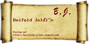 Beifeld Jolán névjegykártya