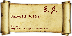 Beifeld Jolán névjegykártya
